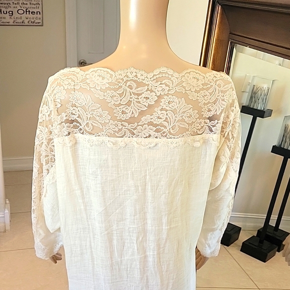 Vintage Peggy Jennings Cache Womens Linen Crew Neck Lace Dress - Picture 7 of 11